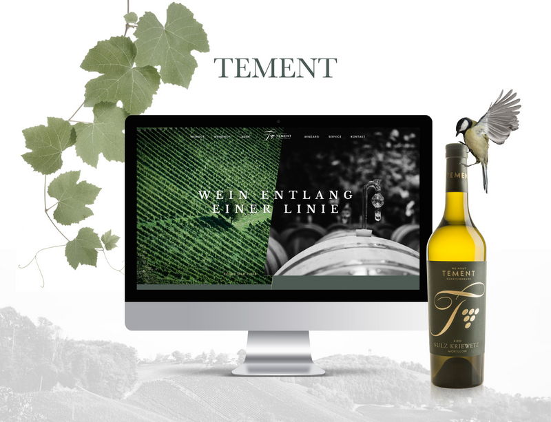 Tement teaser website und Flasche