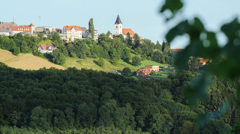 Ausblick vom Weingut Pfeifer auf Kirche