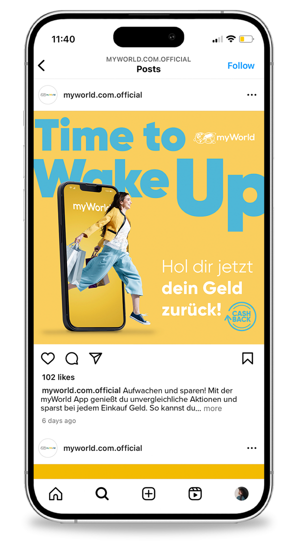 Werbesujet der Kampagne für myWorld Cashback