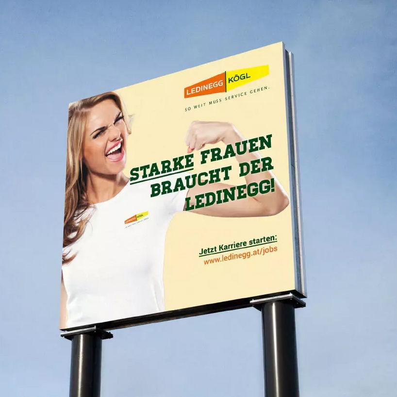 Plakatwand mit starker Frau für Ledinegg Kögl
