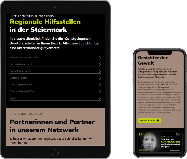 Tablet und iPhone website